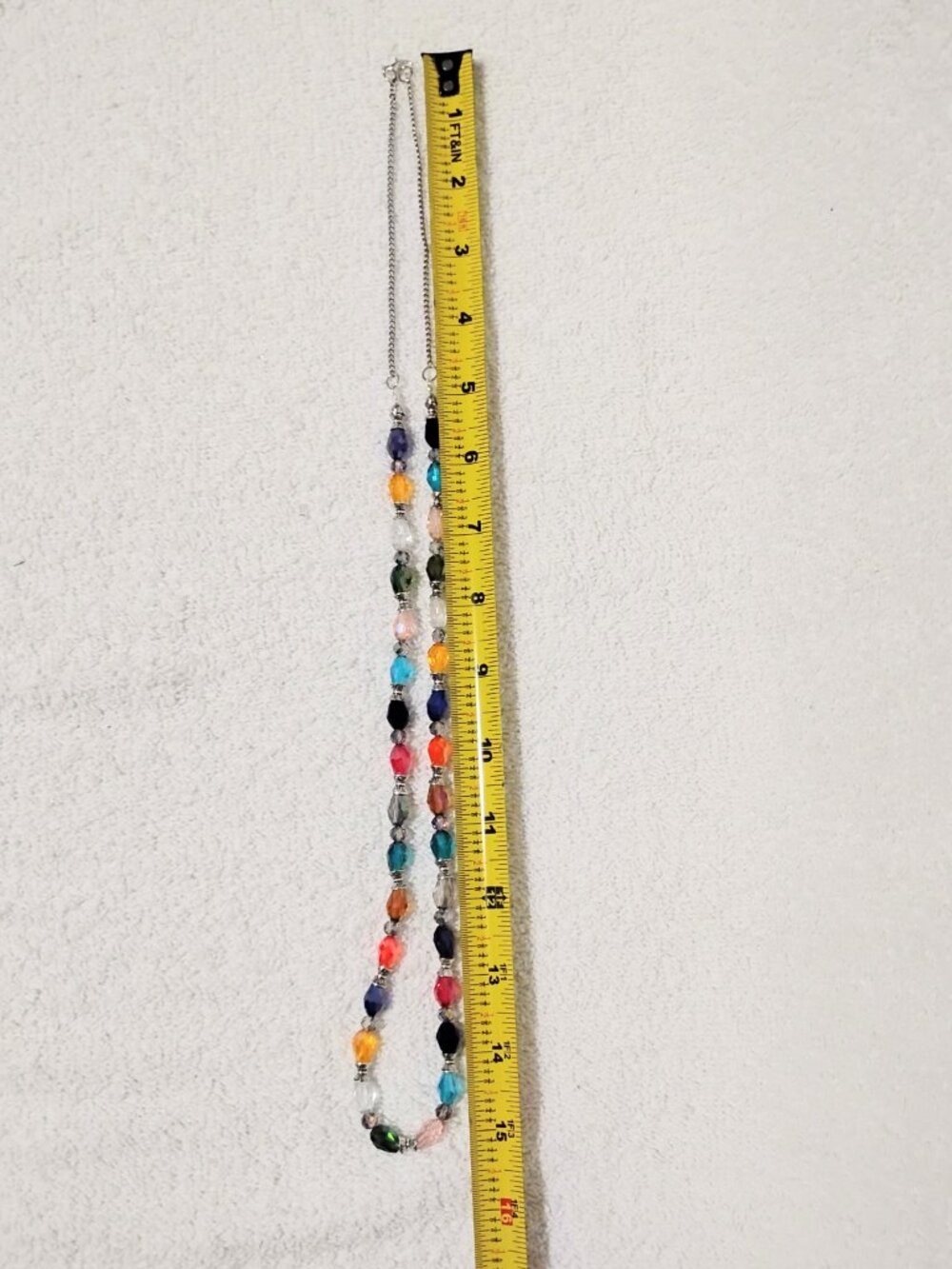 Matching Set Fashion Jewelry 31" Colorful Glass Teardrop Necklace & Earrings - Picture 6 of 8